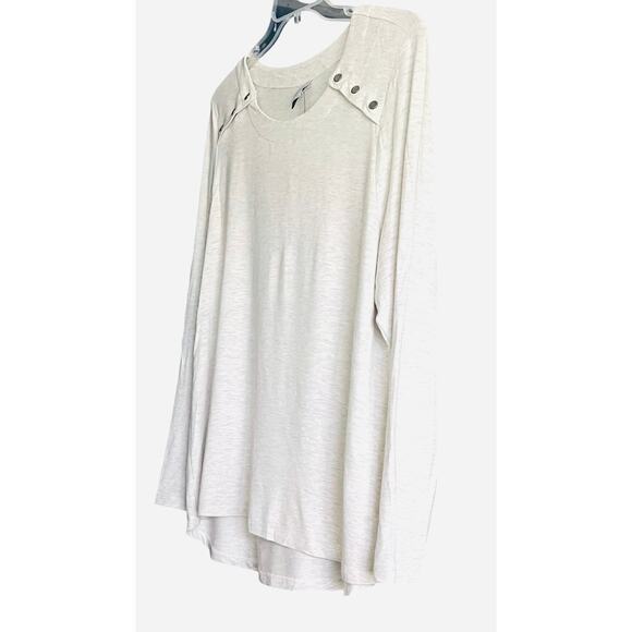 CABI LONG SLEEVE CREW NECK PULL- OVER TOP, WOMENS, XL, LIGHT GREY, HIGH-LOW - Picture 4 of 12